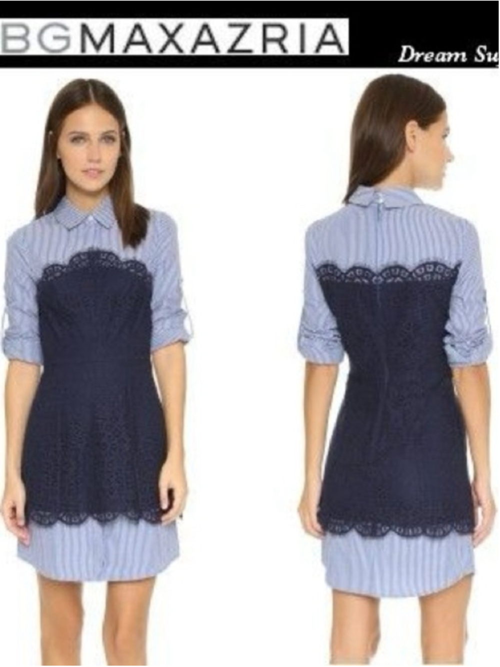 NEW BCBG MaxAzria Kaylin Striped Fitted Shirt Mini Dress Size 2/XS